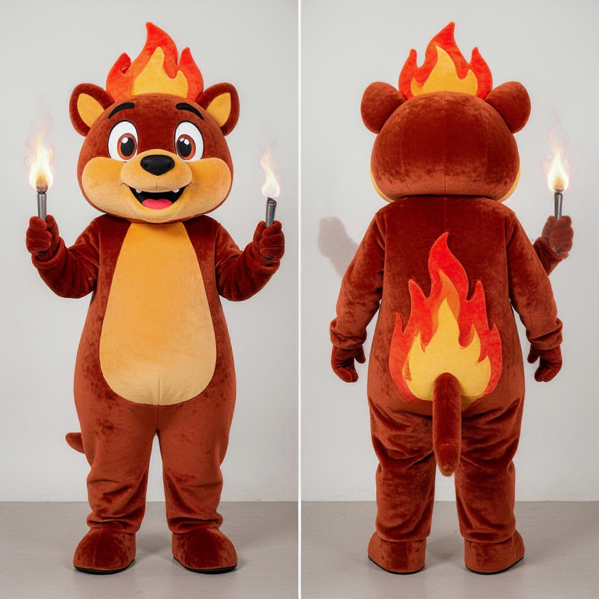 MASTICOT Rust Cartoon Fire Eater Mascot