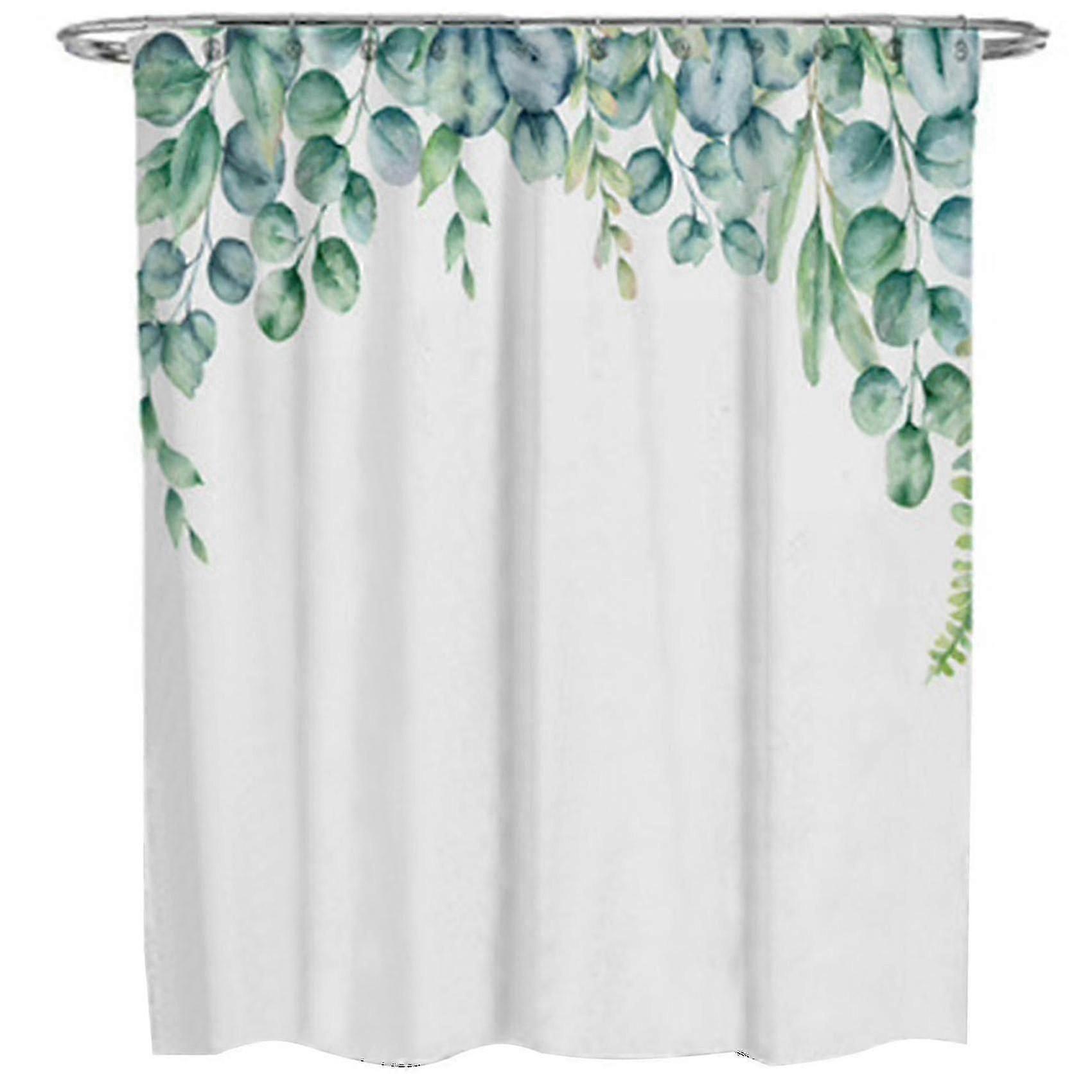 Tropical Sturdy Leaf Pattern Shower Curtain, 120x180cm, Polyester Waterproof & Durable