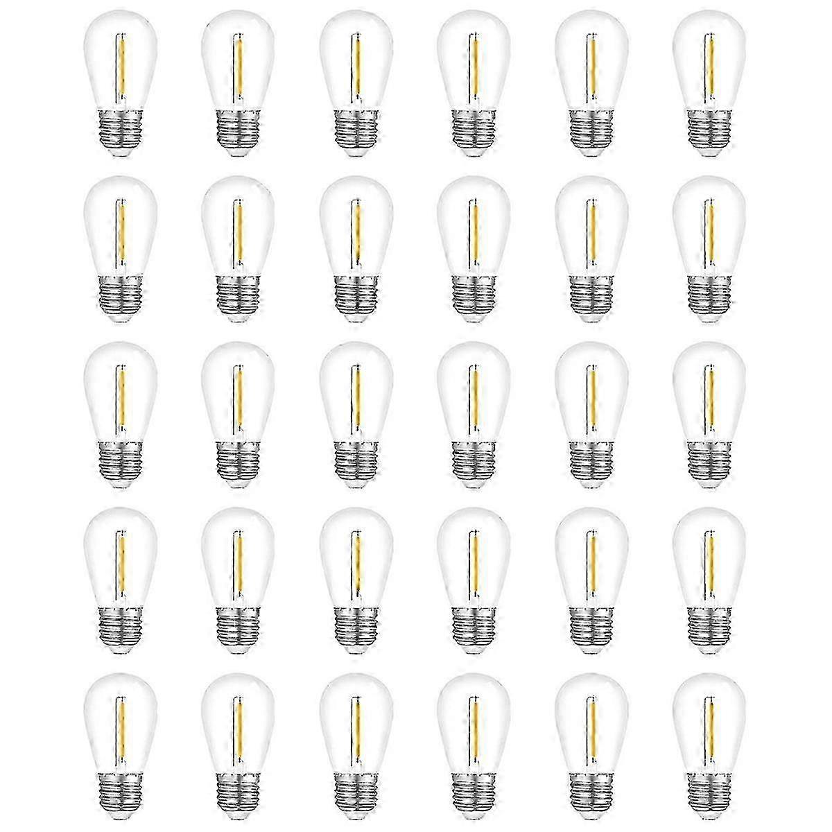 Waterproof S14 Outdoor String Light Bulbs 30 Pack E26 Base Warm White