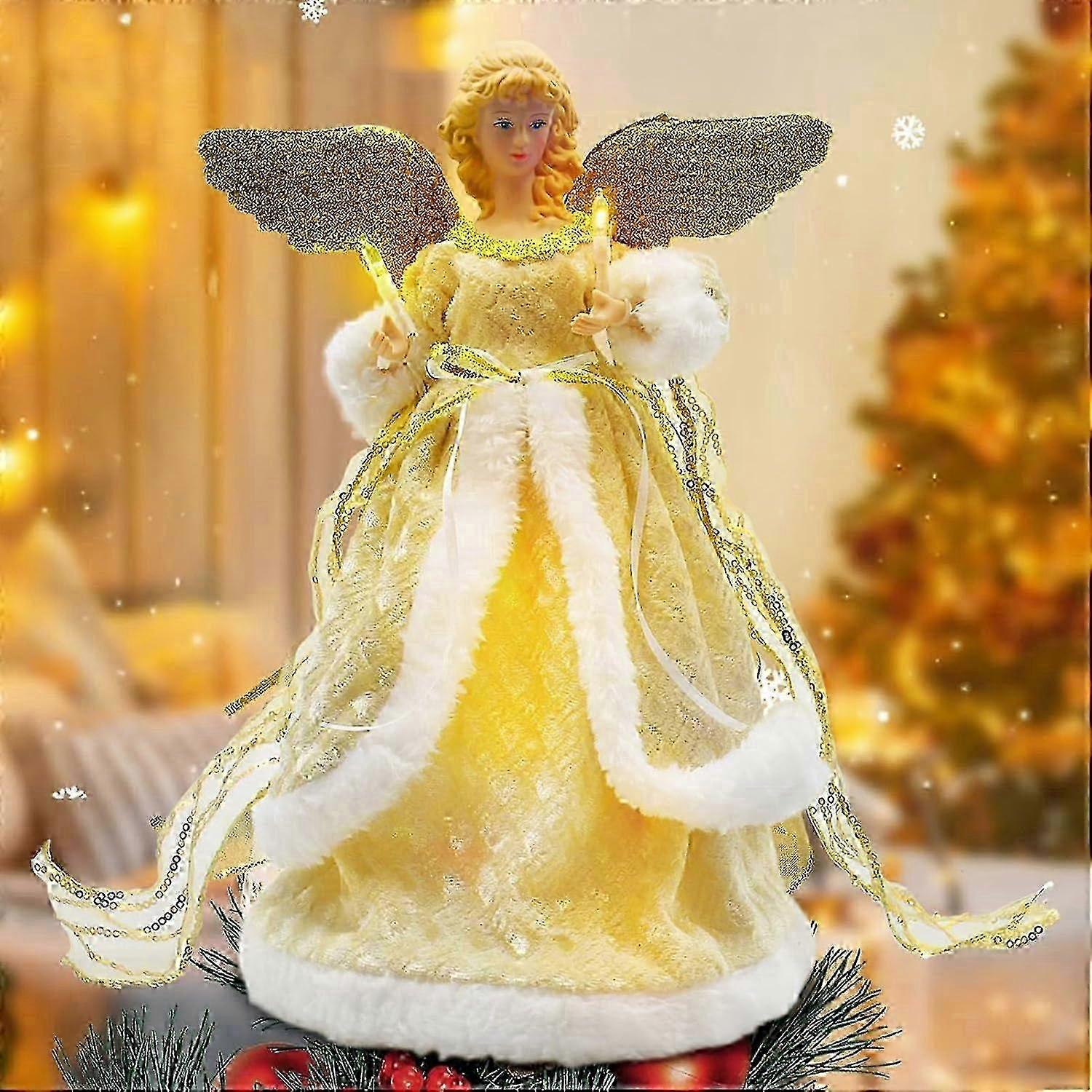 LED Light Up Angel Tree Topper Gold