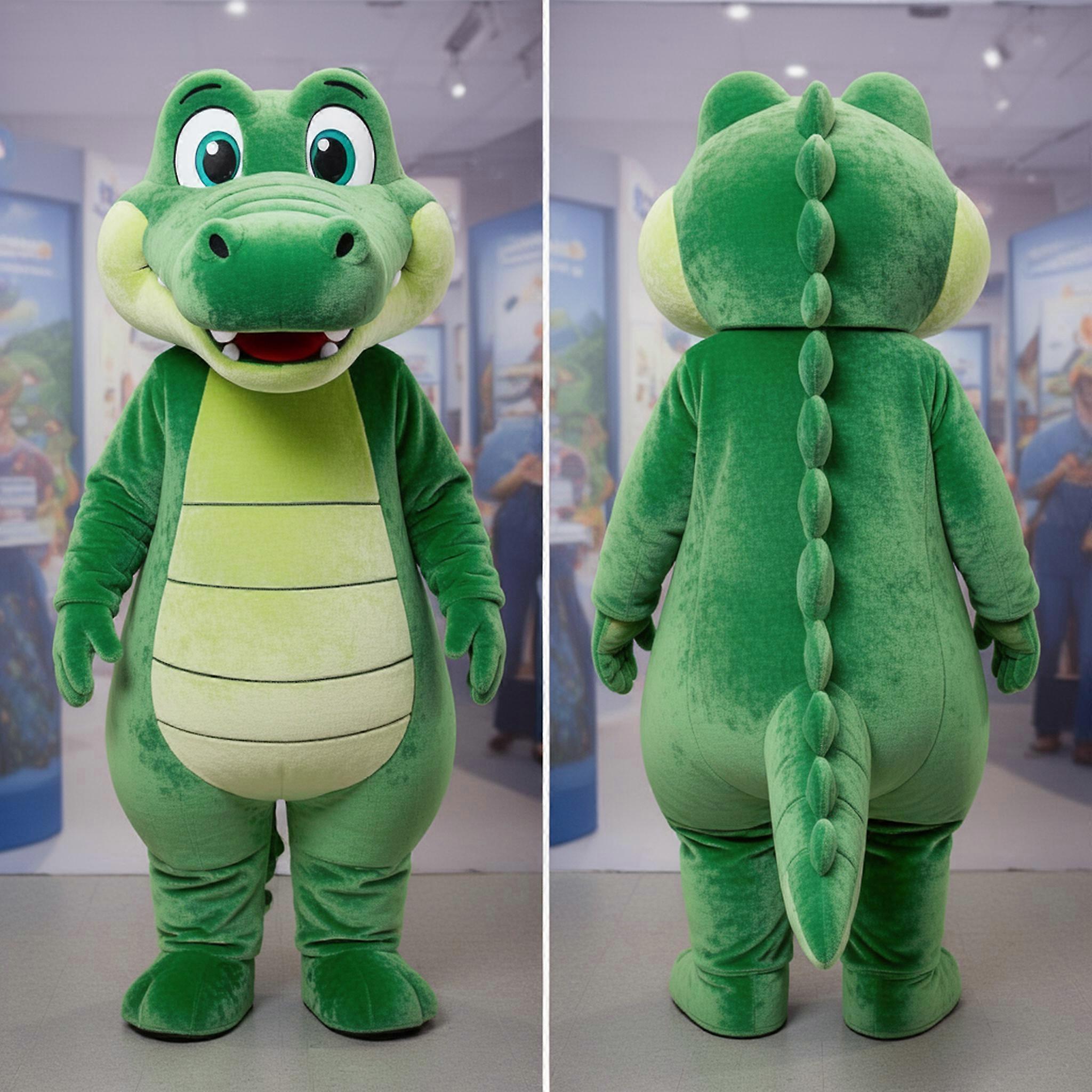 MASTICOT Emerald Green Friendly Crocodile Mascot