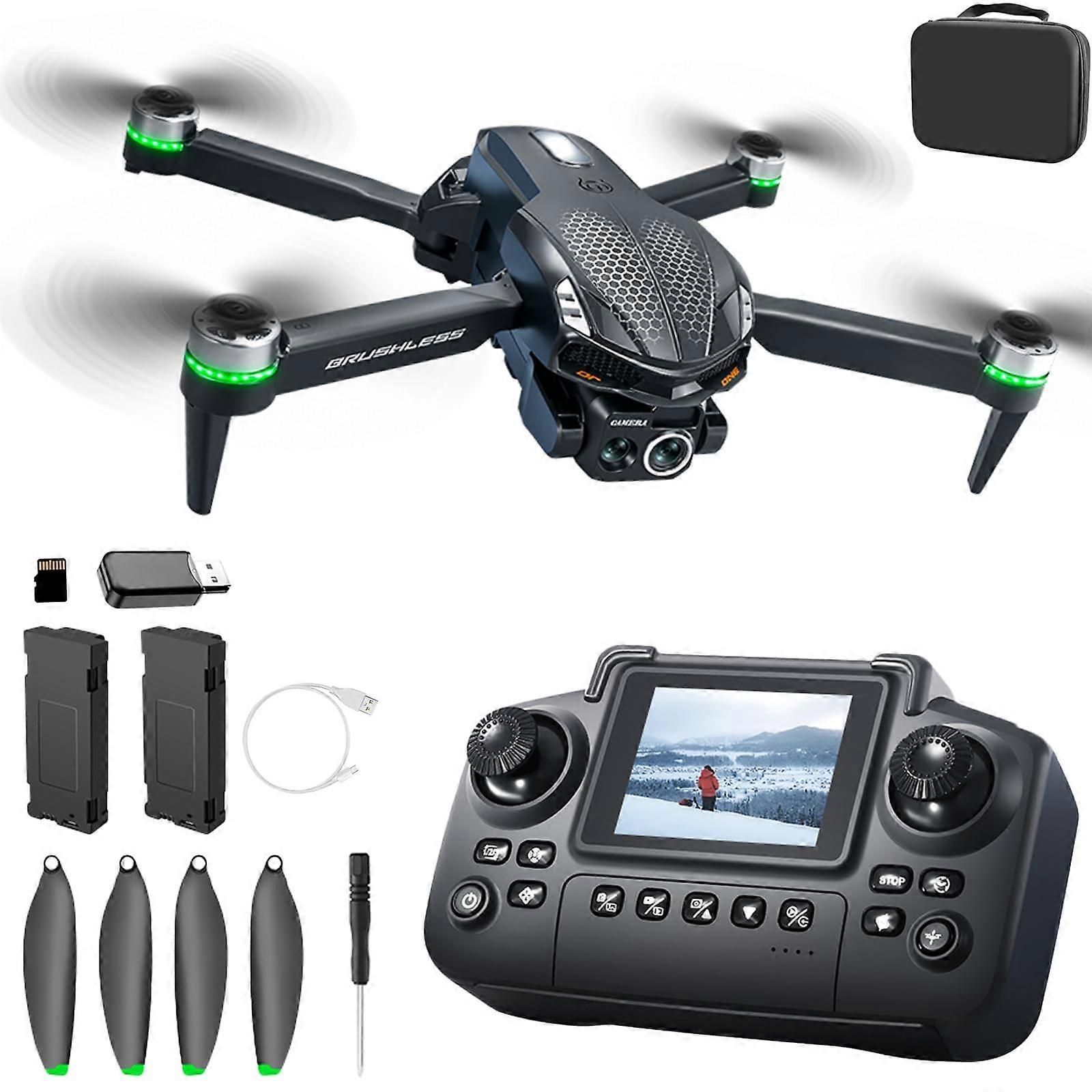 Camera Drone with Screen Controller, Brushless Motor, Obstacle Avoidance, Altitude Hold, Dual Battery