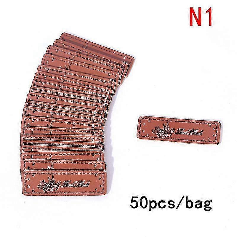50 Pcs Brown PU Leather Handmade Labels