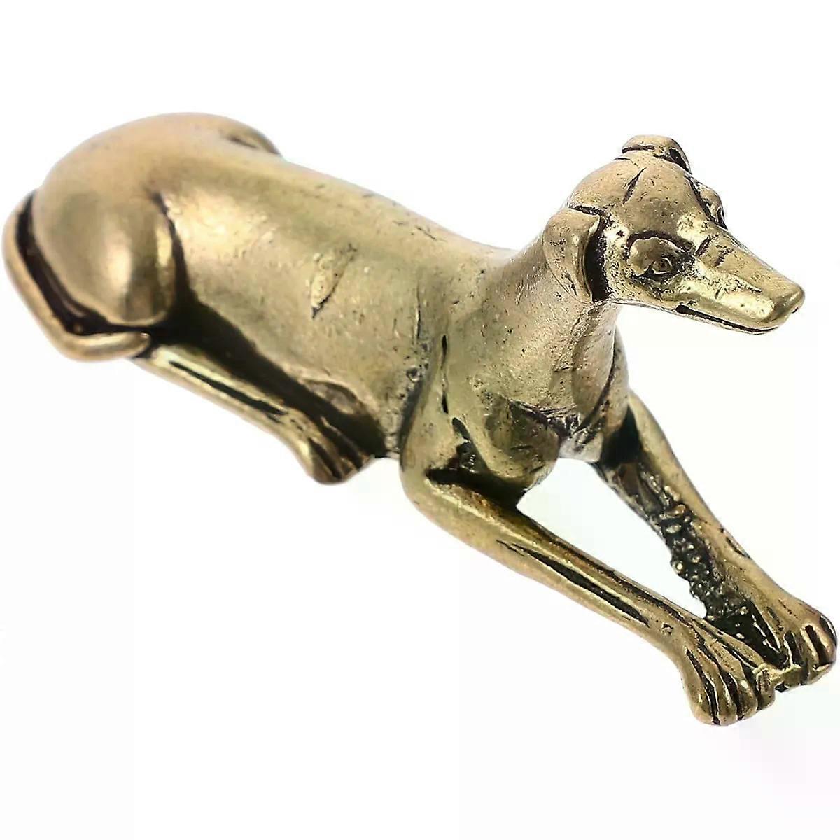 Retro Brass Hound Figurine Study for Office Tabletop Decor