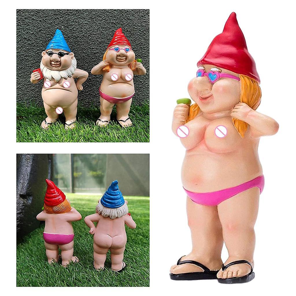 芝生の装飾のための庭の裸のノーム像面白いノーム屋内/屋外赤