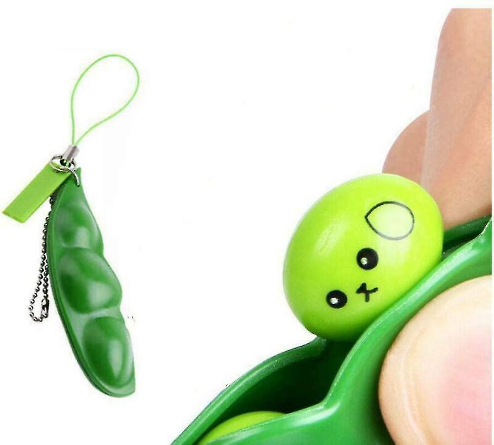 2pcs Squeeze Pea Pendants Toys With Reduce Anxiety And Stress Fidget Toys Keychain