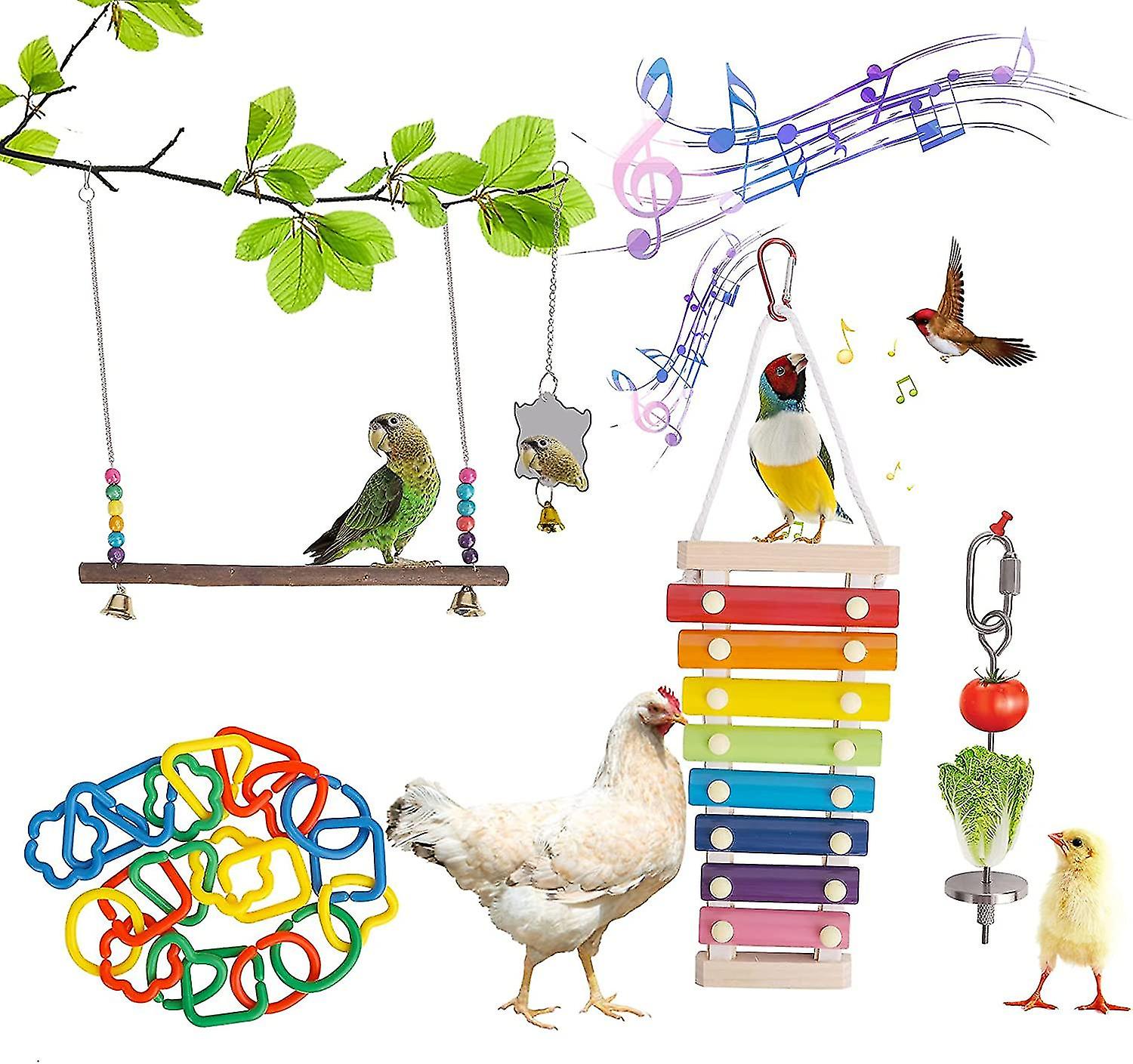 Chicken Xylophone Toy For Hens Chicken Mirror Toy Bird Swing Toy Chicken Veggies @bugu