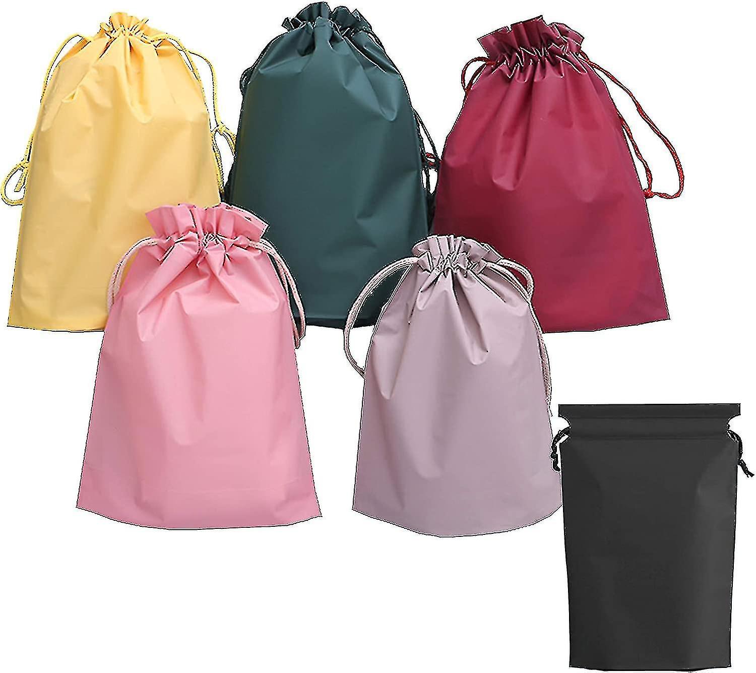 Set Of 6 Waterproof Travel Storage Bags With Drawstring For Cosmetics
