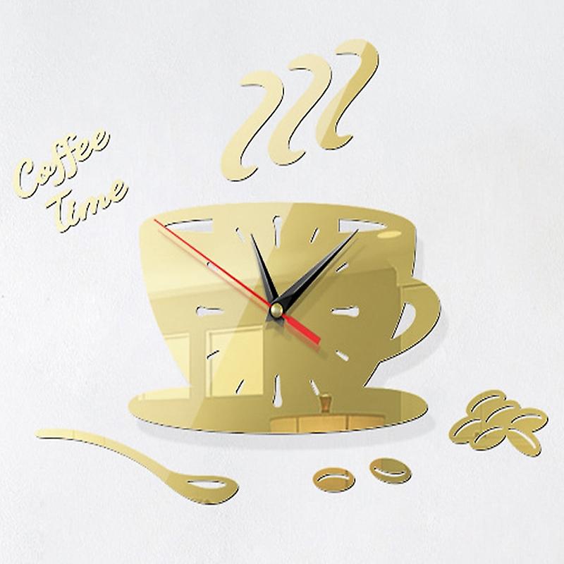 2 PCS Acrylic Mirror Wall Sticker Cof Clock