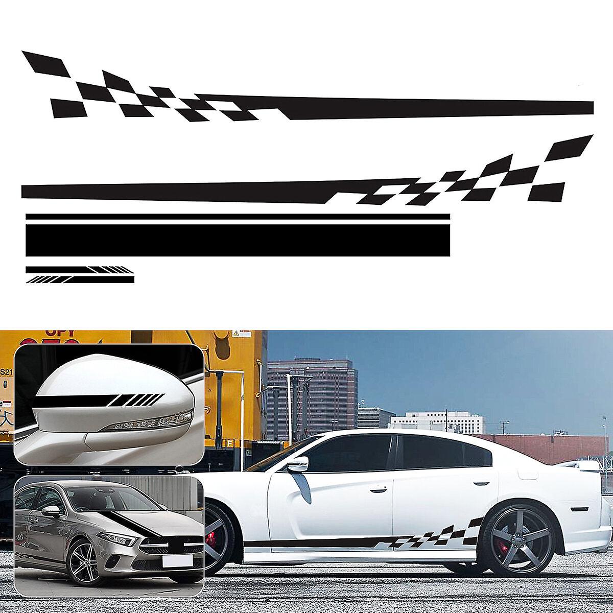 5Pcs Car Stickers: Stripes Graphics For Side Body, Hood, Rearview Mirror Decals