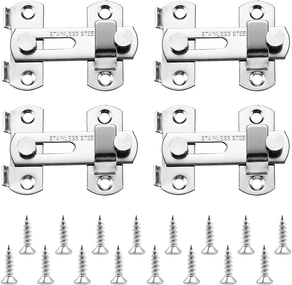 Pieces Sliding Latch Door Latch, Sliding Hasp Small Security Door Latches With Sliding Screw Lock Bolts For Garden And Port Windows (70 * 50 Mm)