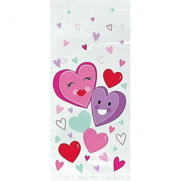 Unique Party Smiling Hearts Cellophane Valentine Party Bags (Opakowanie 20 szt.)
