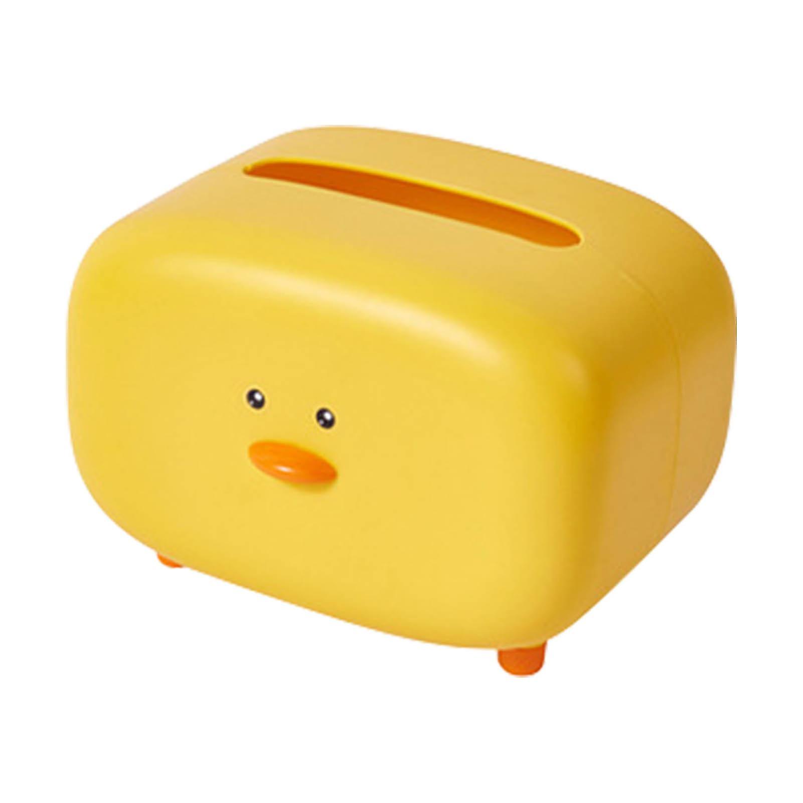 Cartoon Duck Taschentuchbox - Gelber Papierhandtuchhalter für Bad oder Schreibtisch (15,5x19,8x14cm)