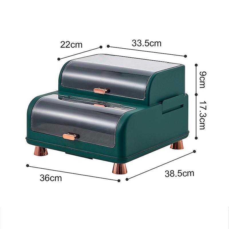 Draining Bowl Rack Plastic Tableware Drainer Storage Box Dish Chopsticks Drying Box with Lid Dark Green 