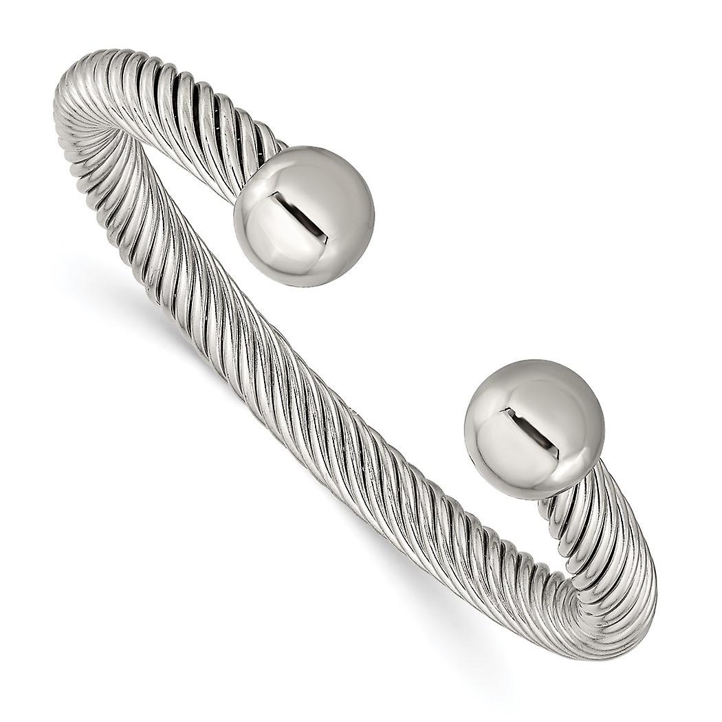 Stainless Steel Solid Polished 7.3mm Cuff Stackable Bangle Bracelet Cuff Bracelet for Women