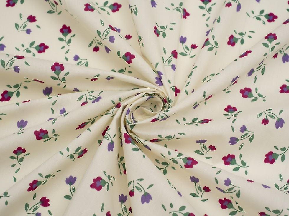 1.1m Printed Polycotton Fabric Cream - per metre