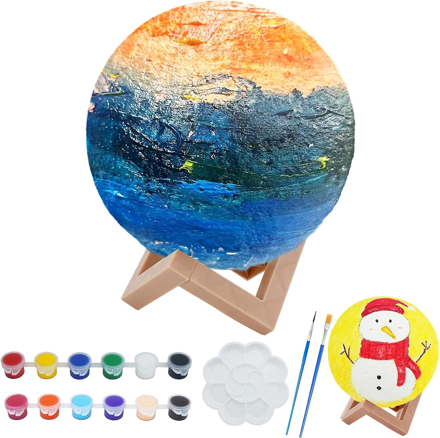 New Moon Lamp Painting Kit Kids Paint Your Own Moon Lamp Kit Usb Rechargeable Arts And Crafts