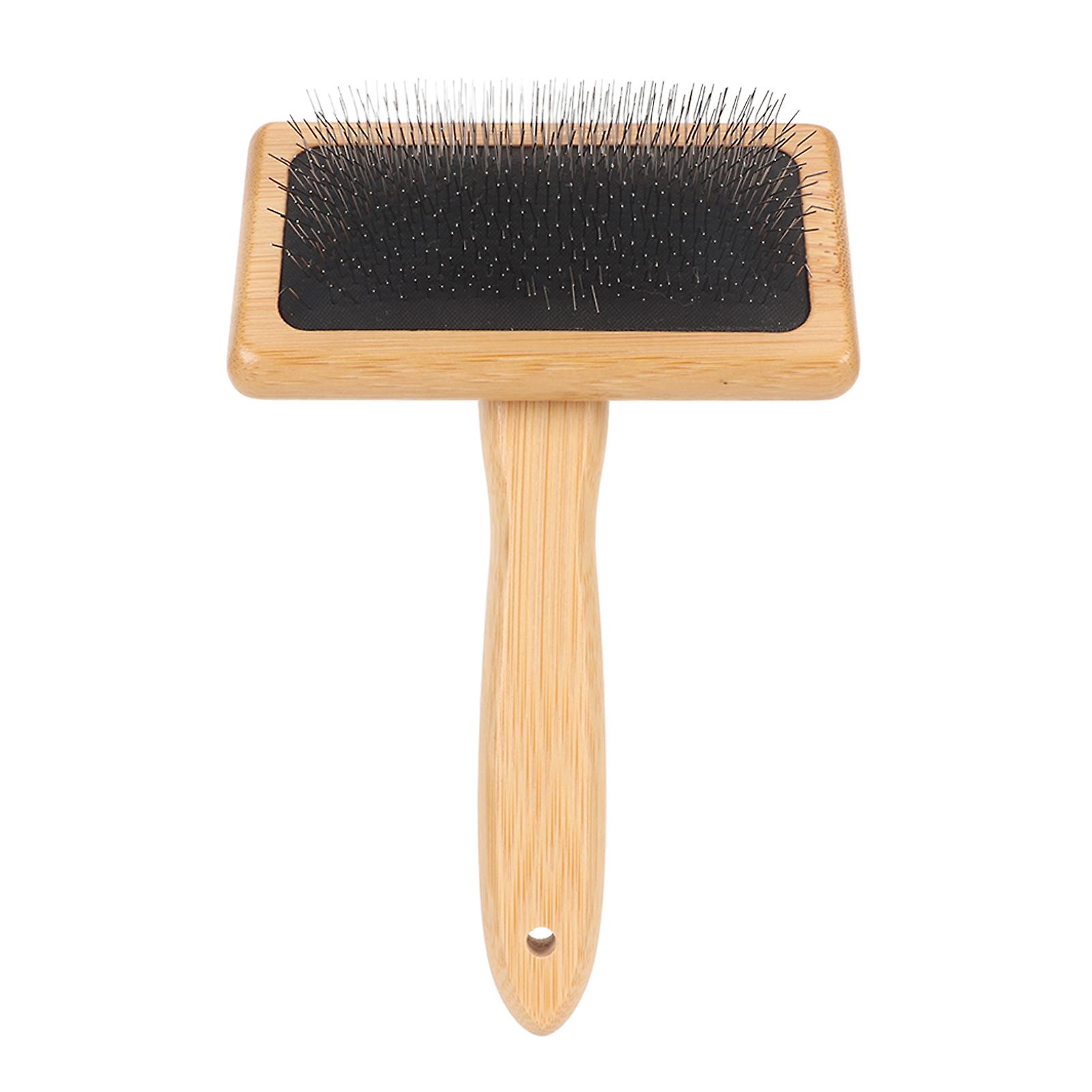 Macrame Slicker Comb with Hole Air Bag Cushion Finely Polished Bamboo Cleaning Slicker Brush for Pet Tapestry L