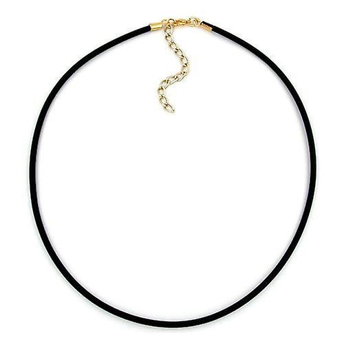 Round cord 3mm solid rubber chain natural rubber closure gold colored 45cm