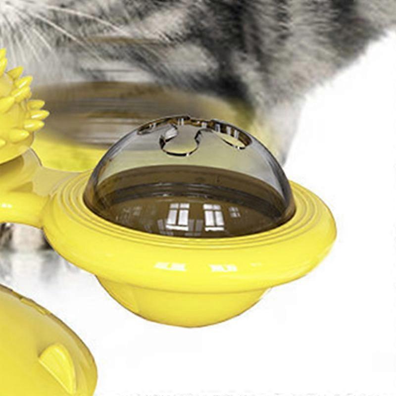 Windmill Cat Toy Yellow Soft TPR Strong Adsorption Interactive Kitten