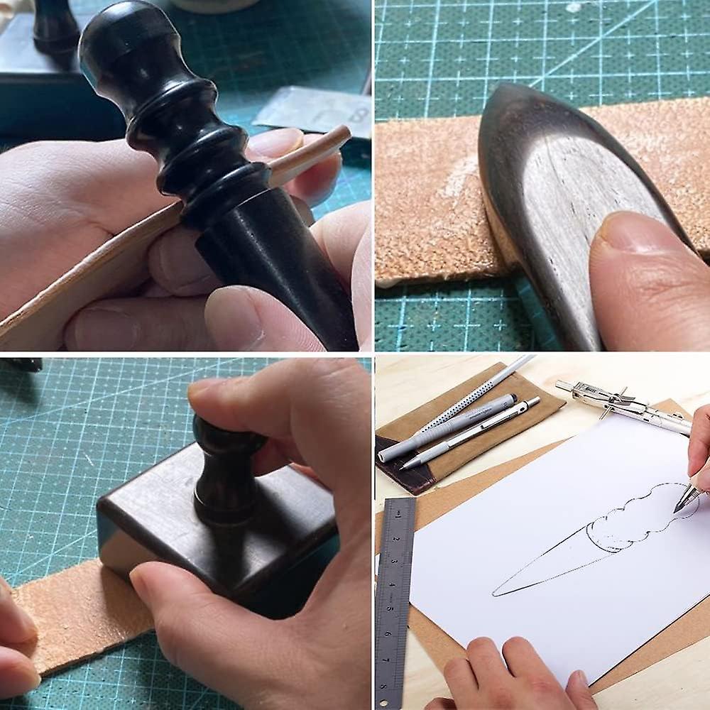 Leather Burnisher Black Wood Tip Leather Tip Smooth Edge for Polisher Drill (Rough Grinding Rod)