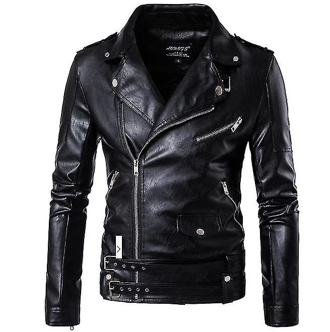 New Men's Leather Biker Slim Leather Jacket