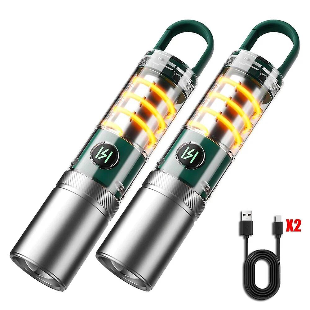 Lep Flashlight Internal 18650 Rechargeable Torch 5modes Zoom Hook Hanging Side Tungsten Wire Camping Lamp With Lampshade