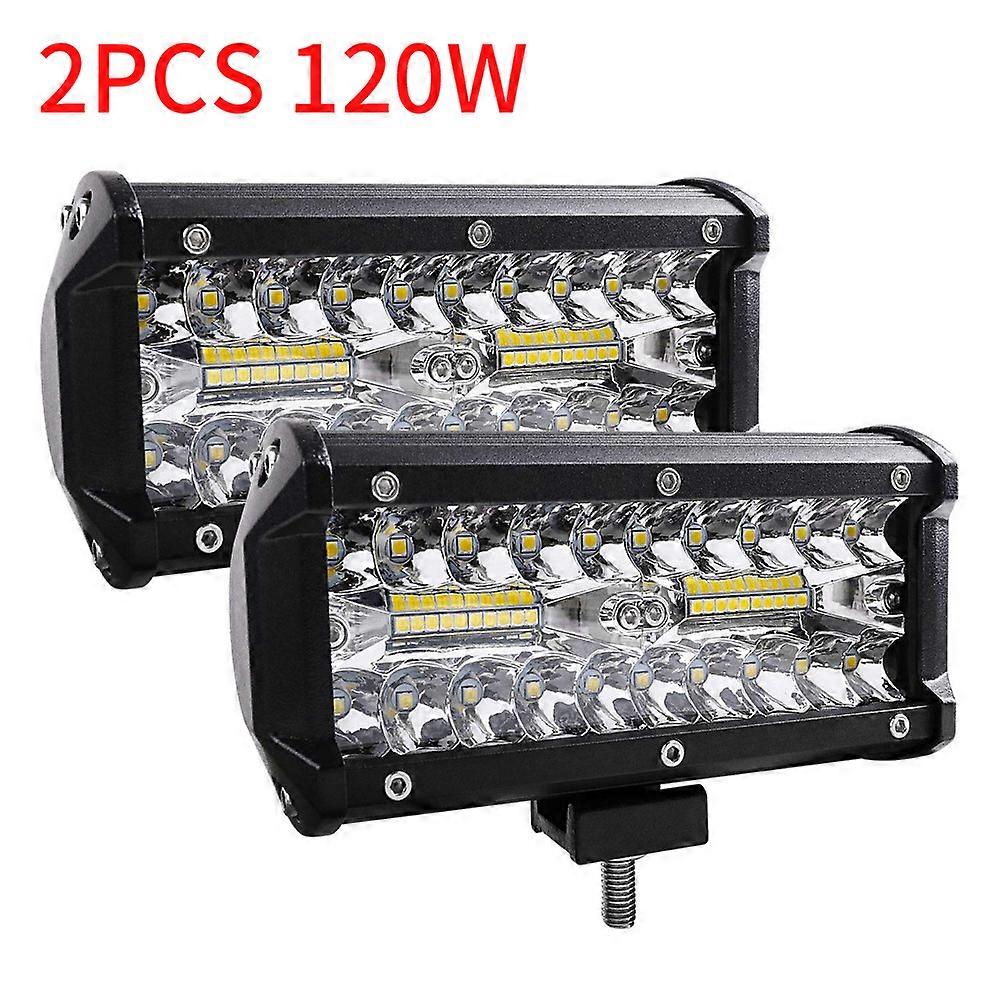 2pc 12V 24V Car LED Light Bar Offroad 4x4 Spotlights Fog Lamp 120W Diode Headlight 6500K for UTV ATV Truck Boat