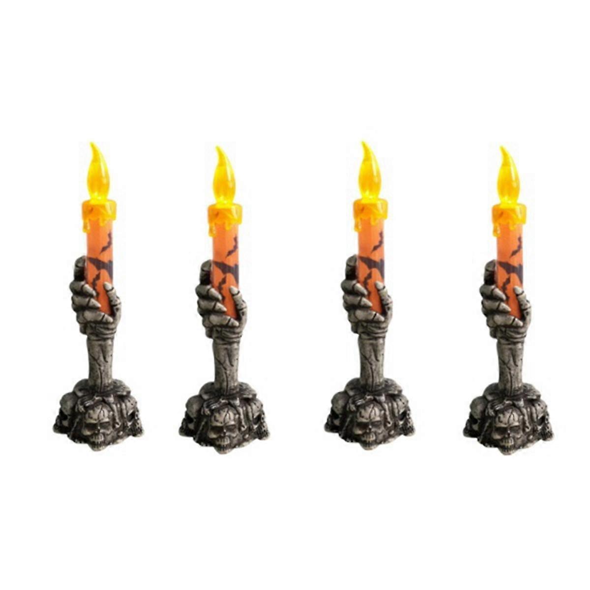 Halloween Decorative Lights Decoration Props Skeleton Ghost Hand Holding Candle Lights Led Electronic Pumpkin Lights B
