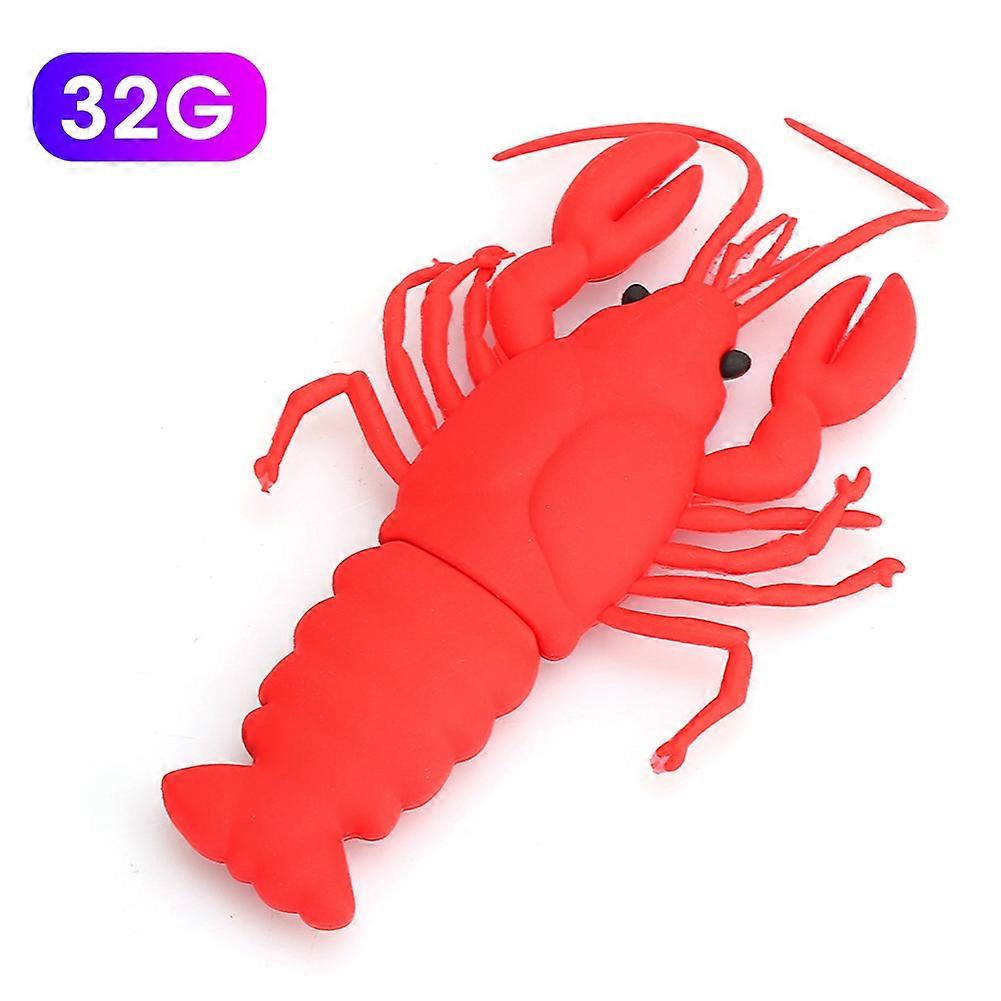 Cartoon U Disk PVC Small USB Lobster Pattern Flash Pen Drive Cute Memory Stick 32G