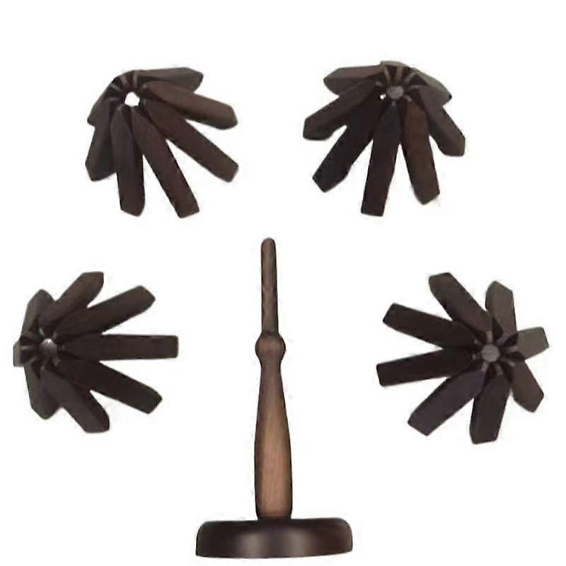 Wooden Trivets Non Slip Placemat Multipurpose Tree Shape Trivets Set Coaster Black walnut