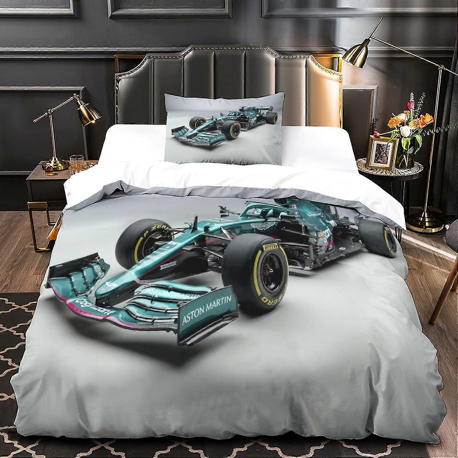 Racing Car Duvet Cover Set for Kids Teens Bedroom Bed Cover, F