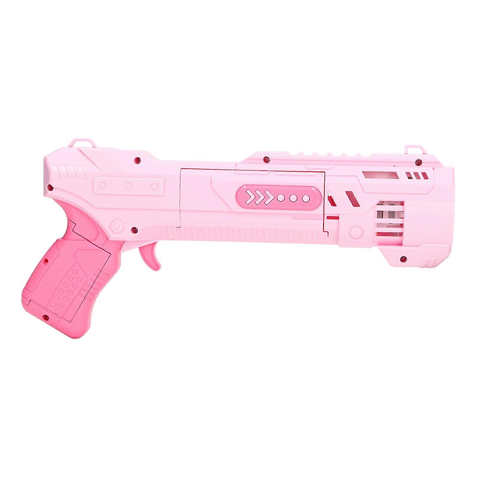 Bubble Machine Electric Handheld 8 Hole with Light Music for Children Outdoor Fun Pink