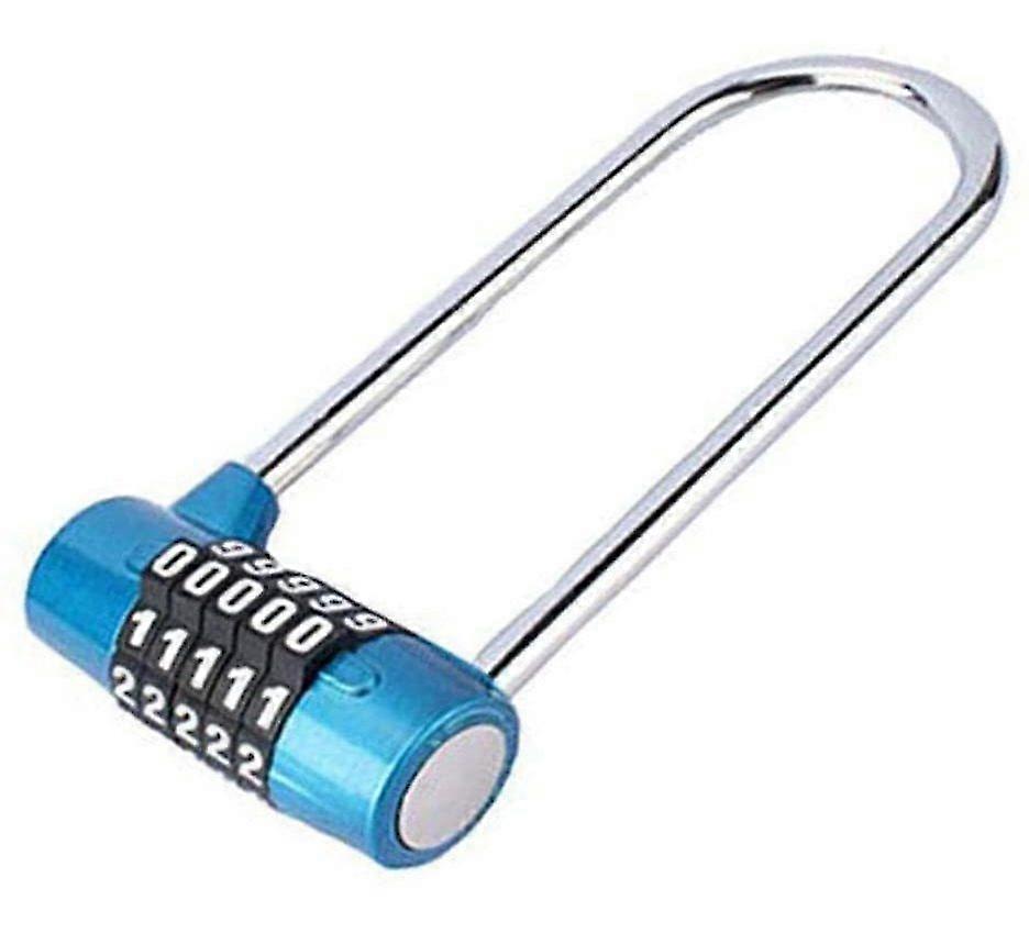 Gym File Cabinet Long Handle Combination Lock Shoe Cabinet Bookcase Handle Lock Extended Lock Hook Padlock Blue (1pcs)