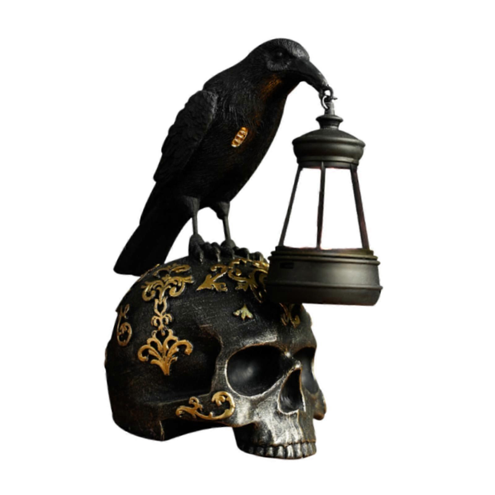 الغراب على جمجمة مصباح زخرفة مكتب الغراب الجمجمة ديكور لمكتب مهرجان حديقة أسود
