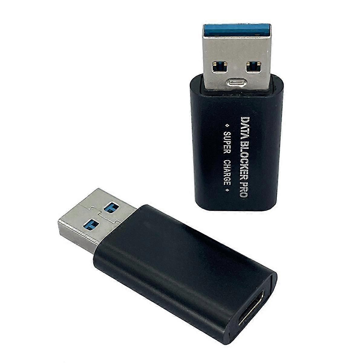 2pcs Usb Data Blocker Usb-c To Usb-a Data Blocker Protect Against Juice Jacking Support Quick Charge Stop Data Theft