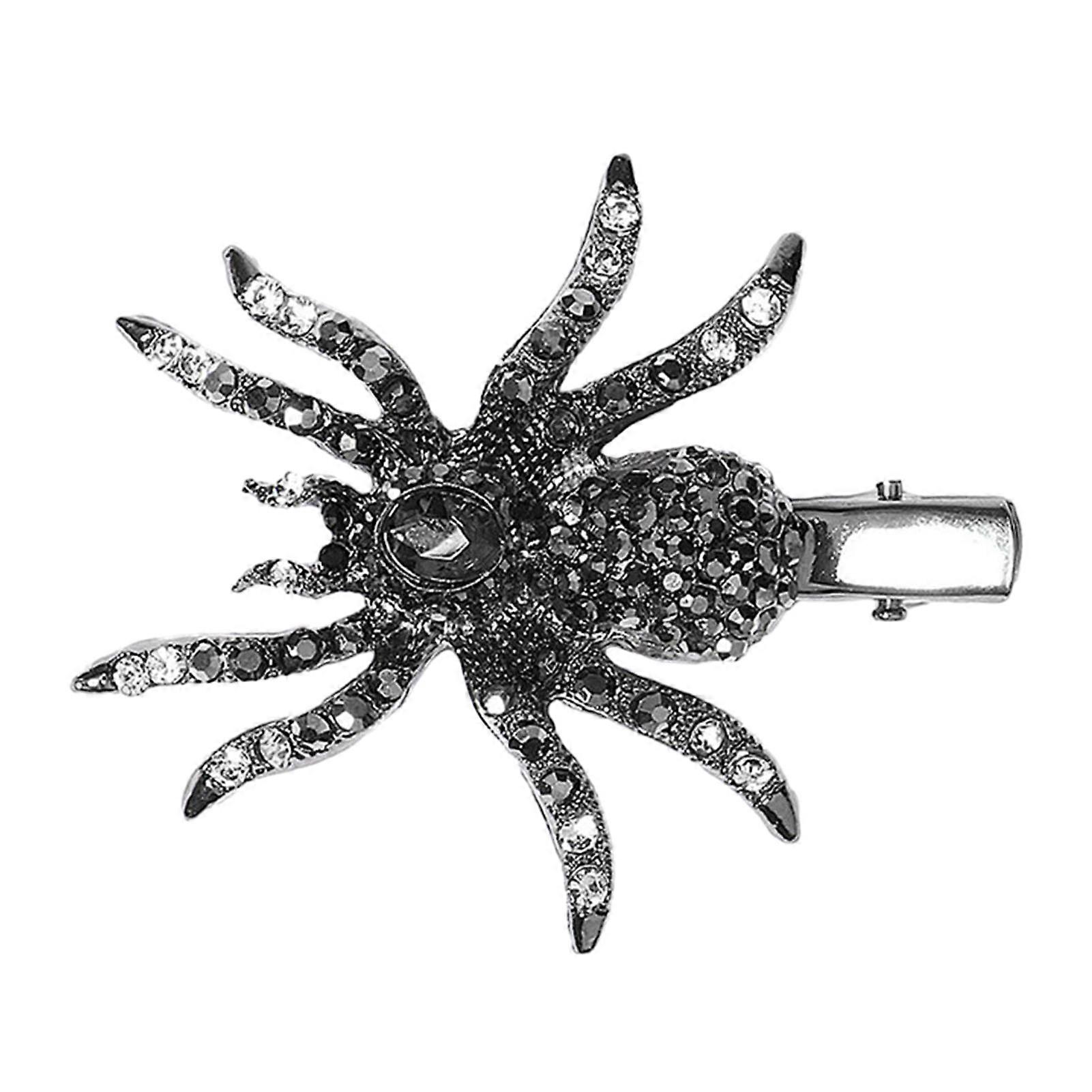 Halloween Hairpin Bat Spider Skull Shape Rhinestone Decor Anti-slip Halloween Party Prop Hair Jewelry Photo Prop Hair Styling Tool