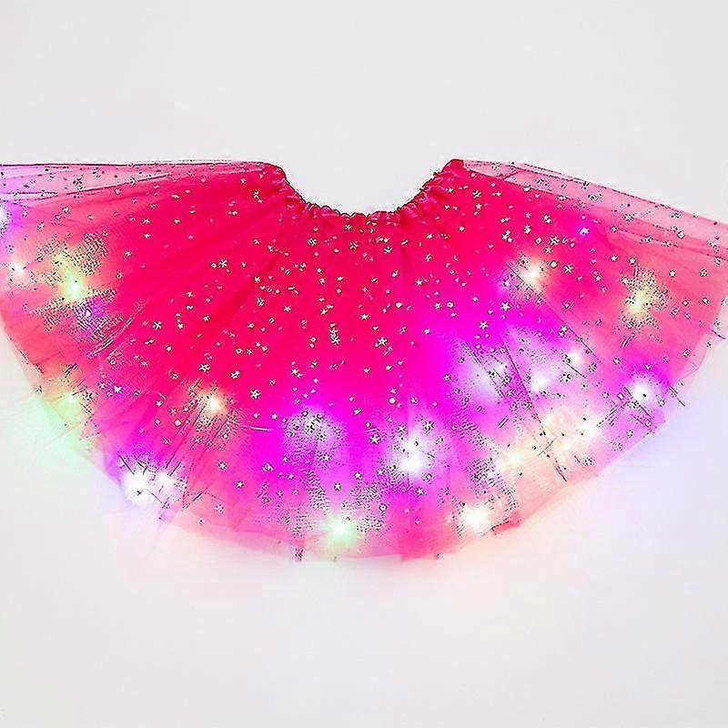 Jupe Led Femme Light Up Star Dance Jupes Layered Ballet Tutus Elastic Mesh Tulle Mini Jupe Fête Carnaval Costume