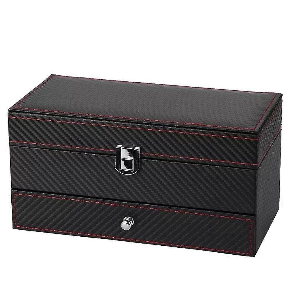 Couple 4 Grid Watch Box Watch Case Double Jewelry Display Storage Box Rack Storage Display Box Blac