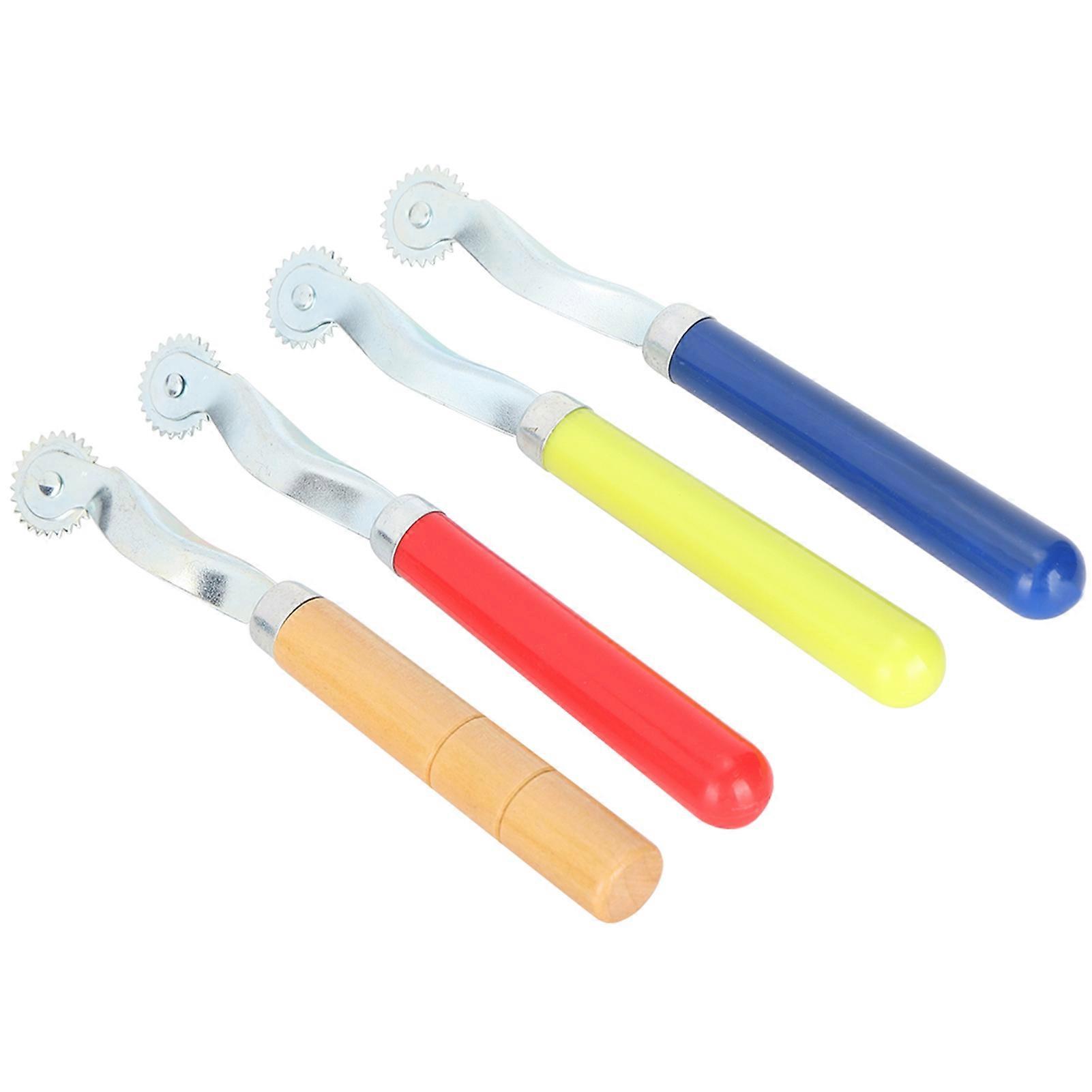 4Pcs 트레이싱 휠 나무/플라스틱 핸들 스티치 마킹 패턴