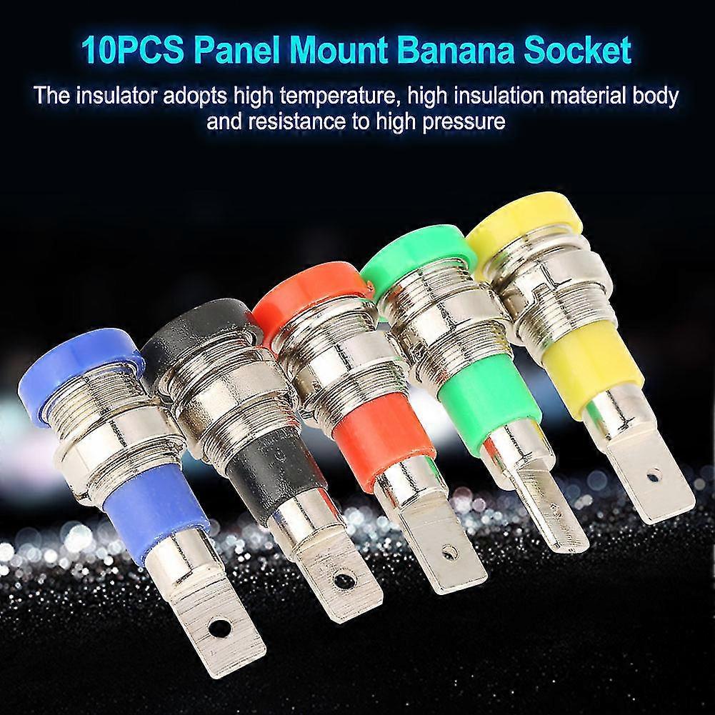 10 PCS Mixed Color Banana Socket 4.0mm Jack for Panel Mounting Test Probes