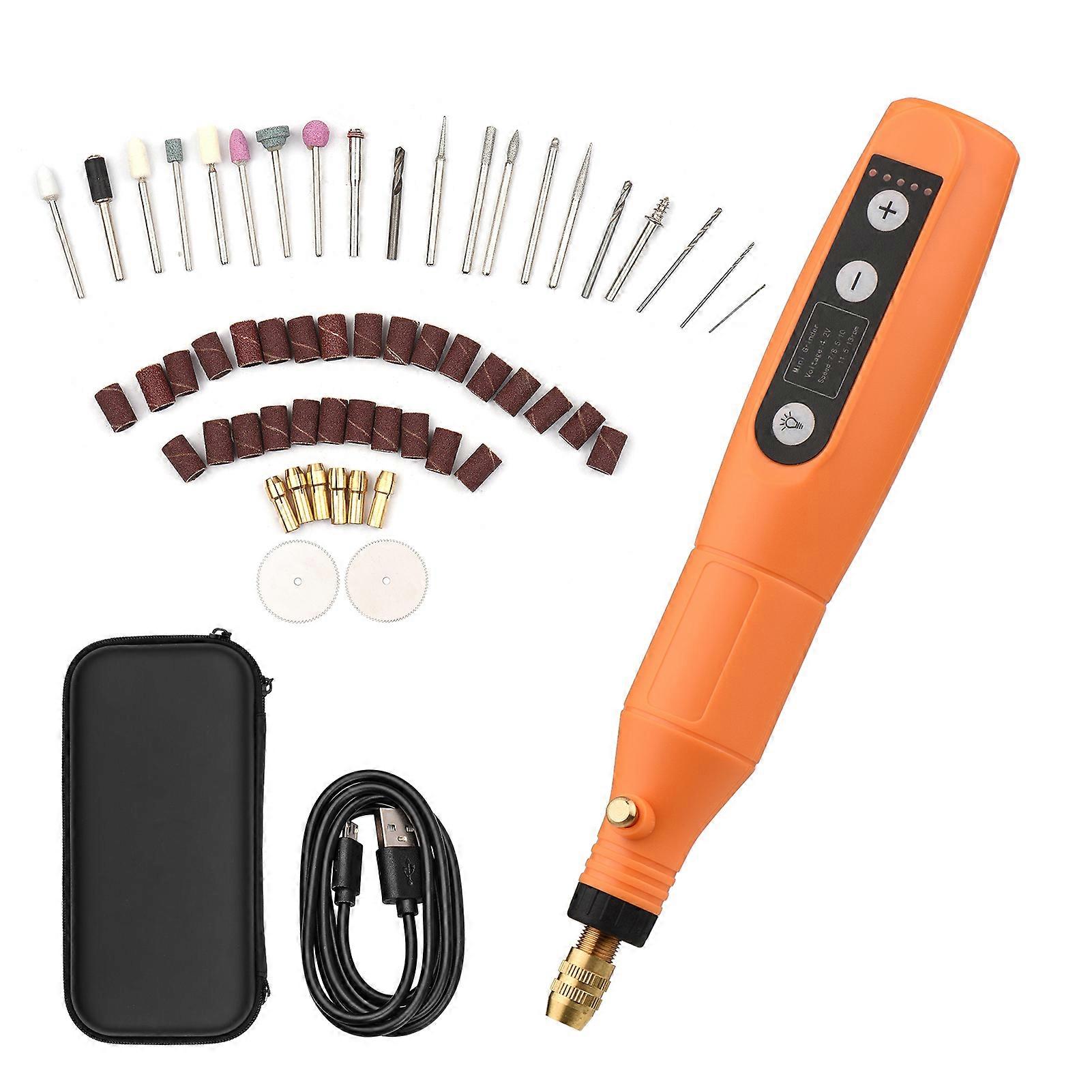 Portable Rotary Tool Set Mini Cordless Grinder Handheld Rechargeable Electric Drill USB Charging 5-Speed with Multiple Attachments LED Light for Cutti