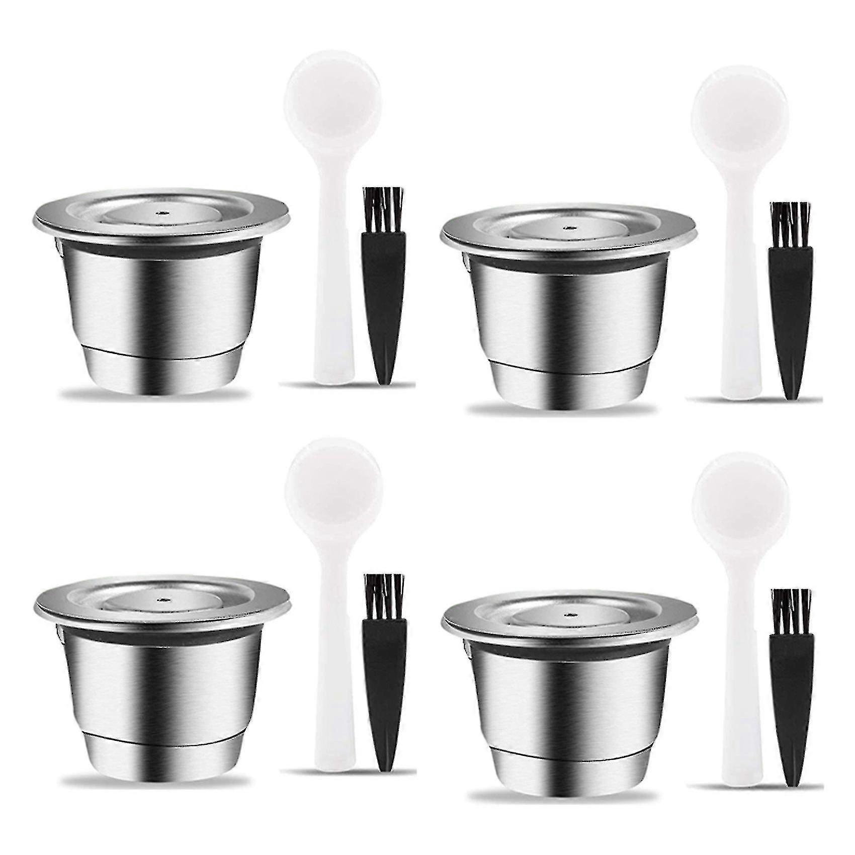4x Capsules Rechargeables Espresso Dosette Réutilisable Dosette Espresso Café Capsules En Acier Inoxydable Compatibl Hy