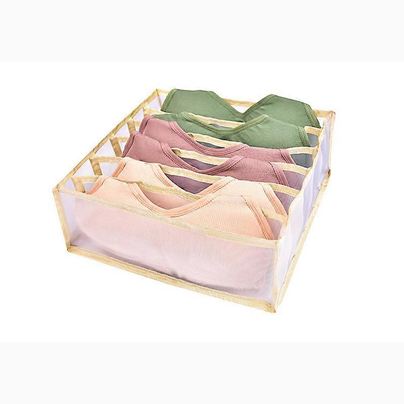 Underwear Drawer Organizer with 6/7/11 Cell Clothes Nylon Dividers Storage Boxes for Bra Socks