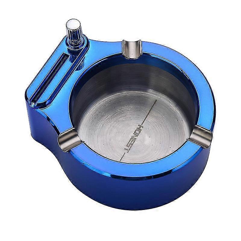 Cendrier en métal fumant, cendrier de cigarettes en acier inoxydable Dix mille cendriers coupe-vent assortis cadeau pour père 1pcsd- bleu argent