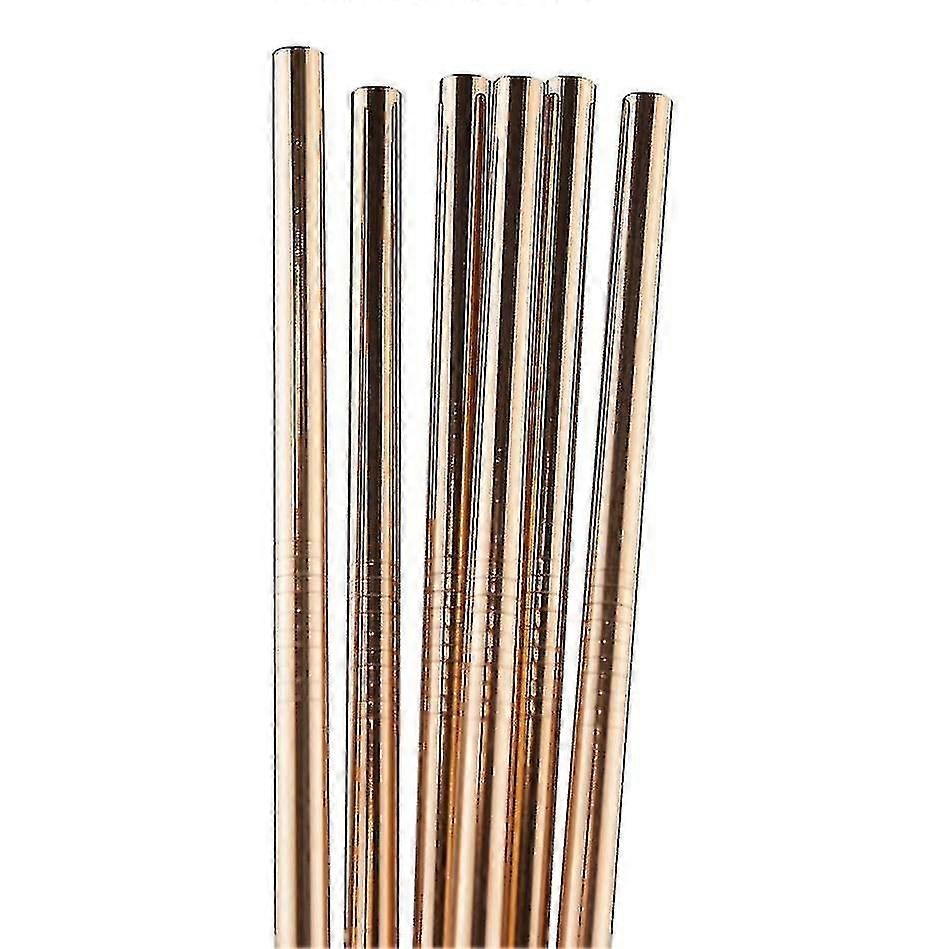 6x Straight Metal Straw-rose
