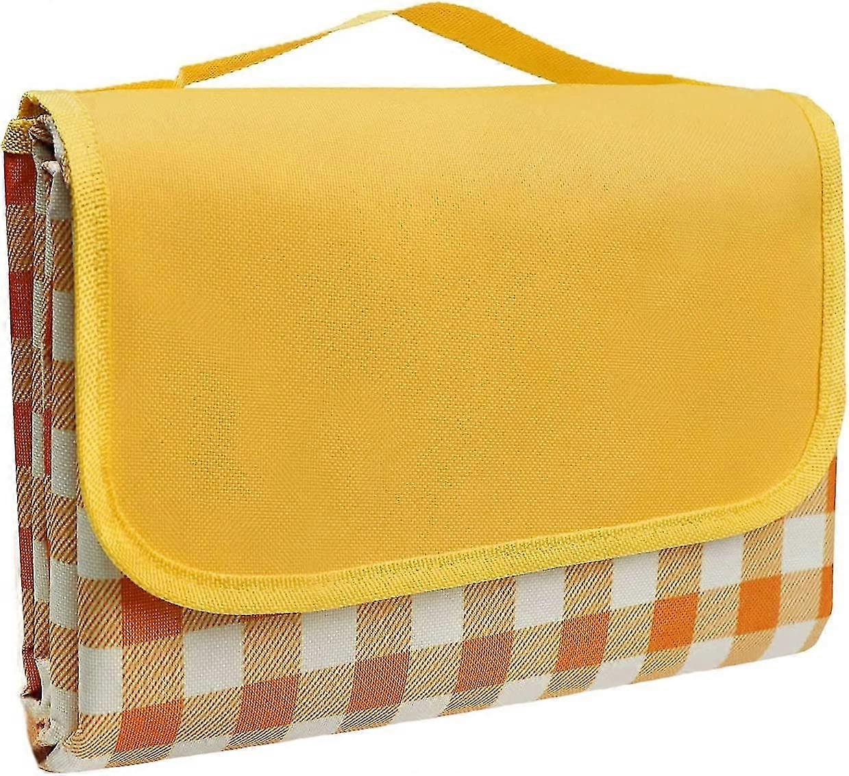 Beach Camping Picnic Blanket Waterproof Base Machine Washable Foldable (yellow)