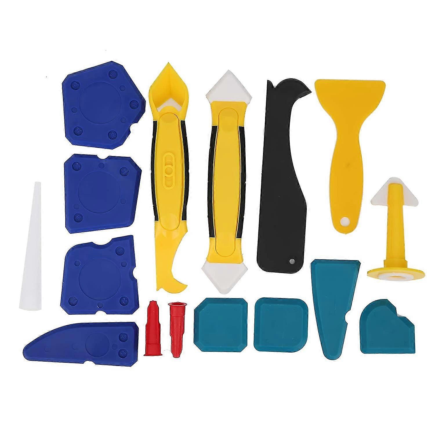 16pcs Caulking Finishing Tools Grout Scraper Plastic Caulk Remover Glass Glue Scraper Sealing Caulking Nozzles