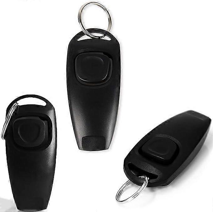 Dog Clicker, 3 Piece Clicker (Black), 2 in 1 - Dog Training Clicker with Wh