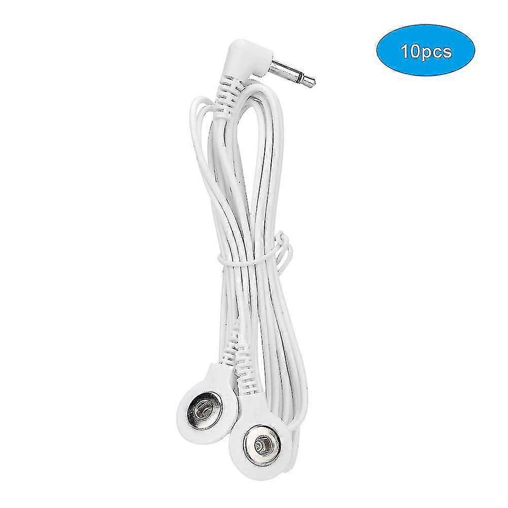 10pcs 3.5mm Electrode Lead Wires Cable For Tens Unit Physiotherapy Machine (2 Buttons)